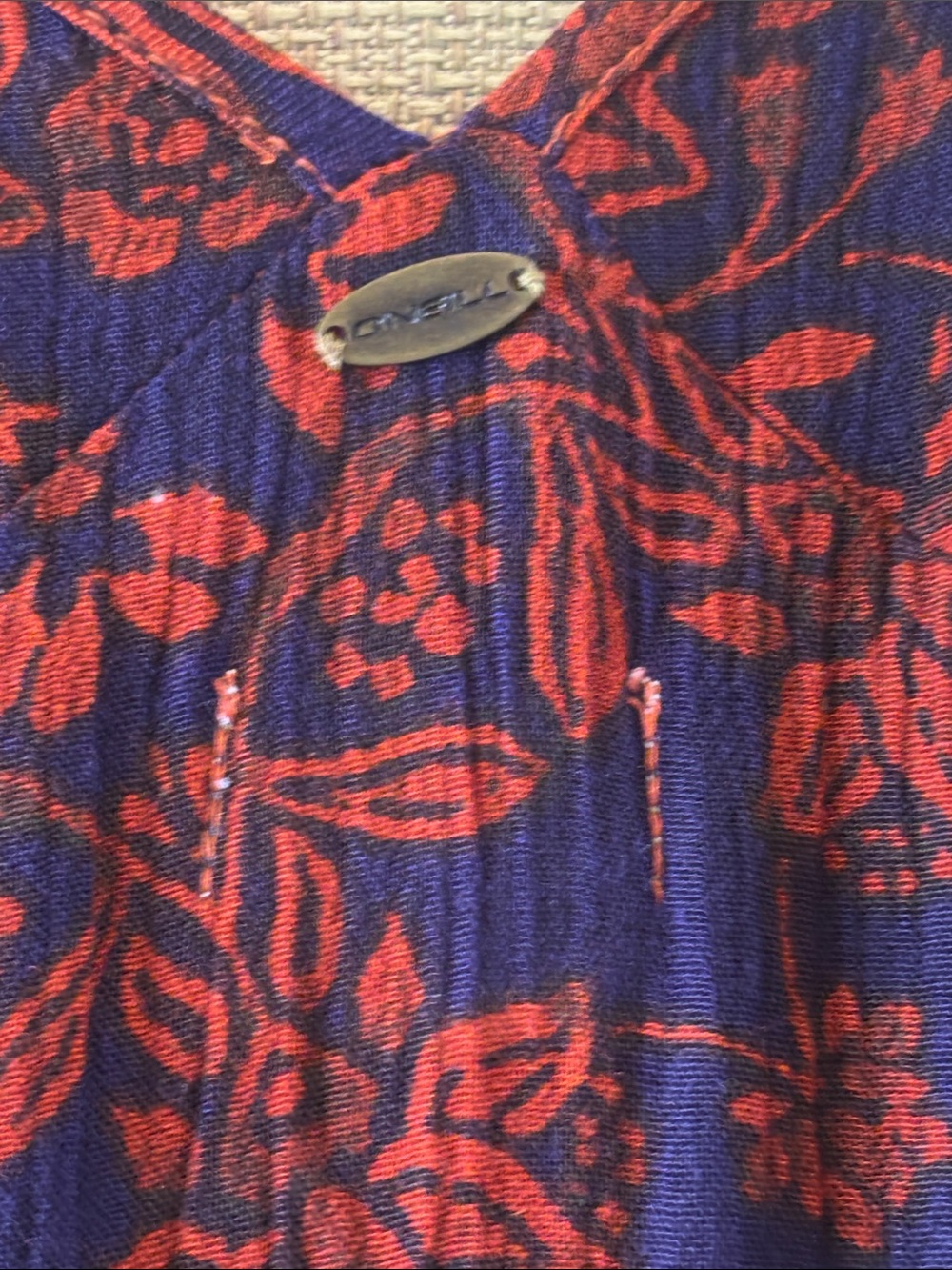 O'Neill Navy Mini Dress with Rust Floral Print - Picture 4 of 6